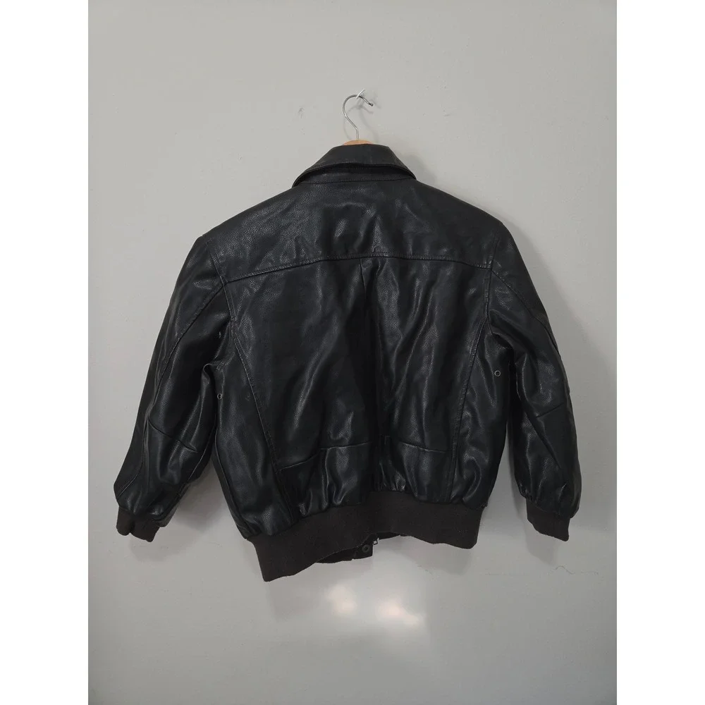 Air Force Landing Leathers Boys Brown Faux Leather Flight Bomber Jacket M 10/12